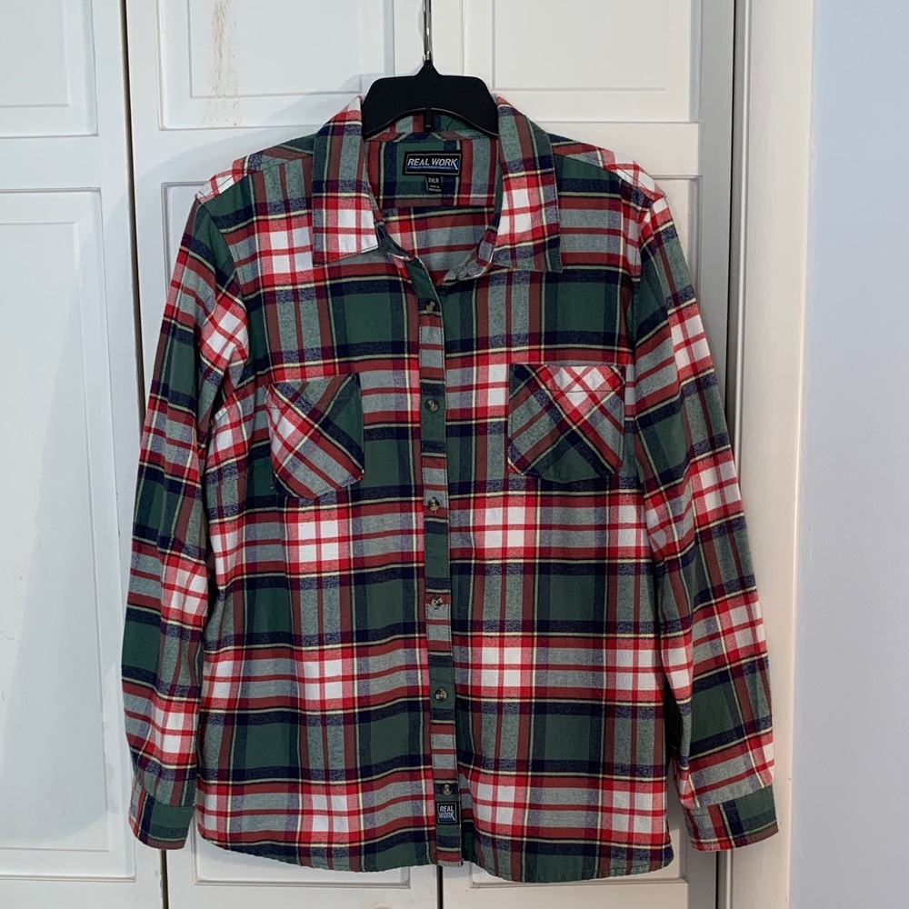 Real Work Men's Plaid Flannel Shirt